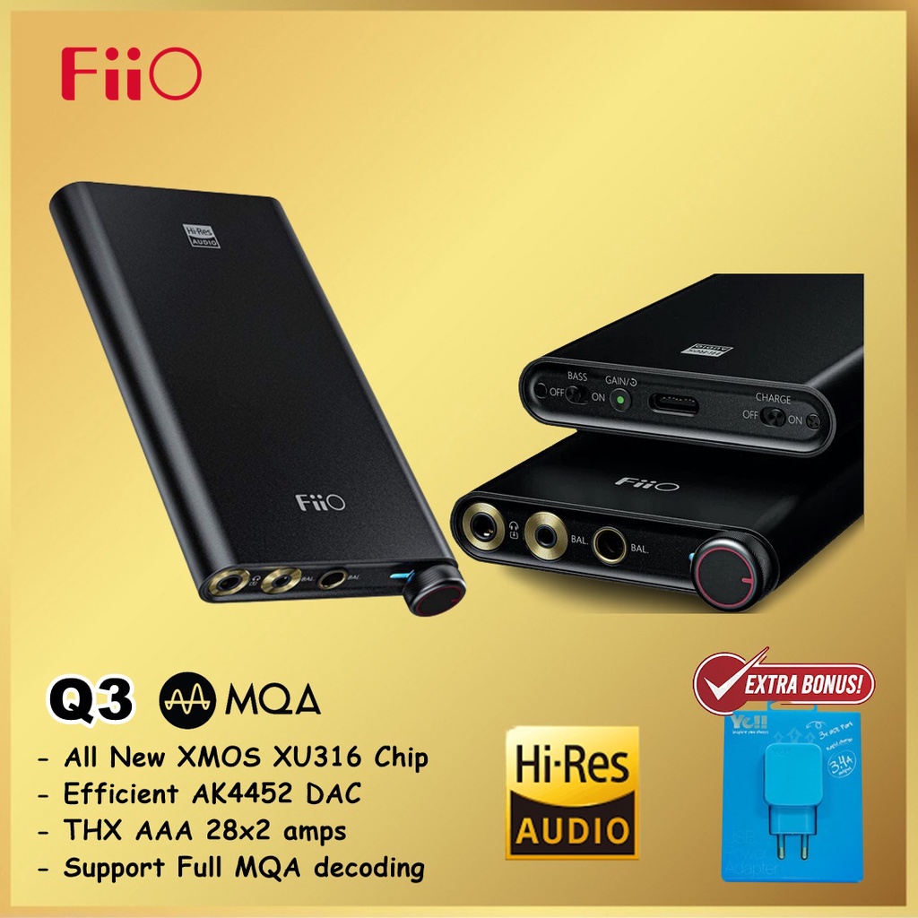 Fiio Q3 MQA Hi-Res Portable DAC and Amplifier High Resolution Q3MQA