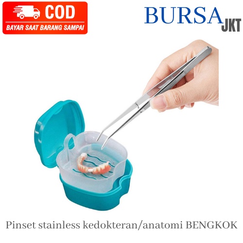 PINSET CAPIT ANATOMI KEDOKTERAN STAINLESS STEEL DENTAL MULTIFUNGSI BENGKOK CURVE 18 CM