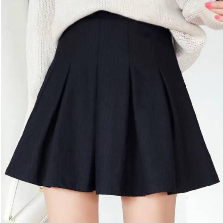 Korea Mini Skirt / Rok Lipit - Hitam, S