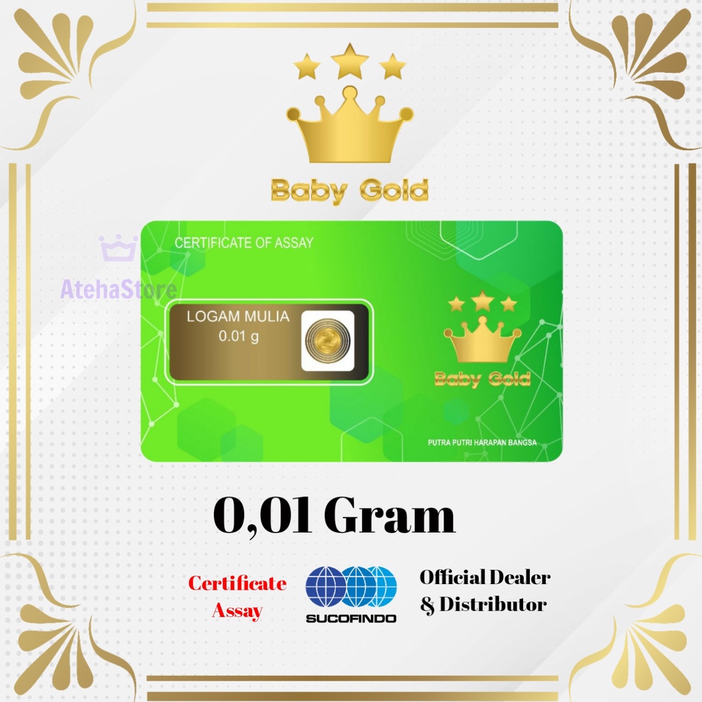 Jual BabyGold/Minigold/Emas mini/Souvenir emas 0,01 Gram 24 karat