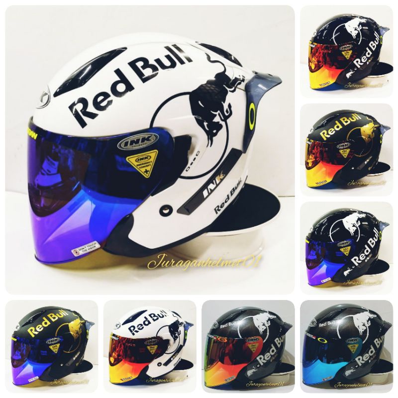 helm half face ink metro paket ganteng polos red bulll