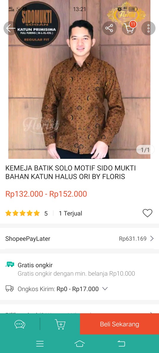Sido Mukti Batik Solo Kemeja Batik Pria Full Furing Bahan Katun Sragenan Ori Florist