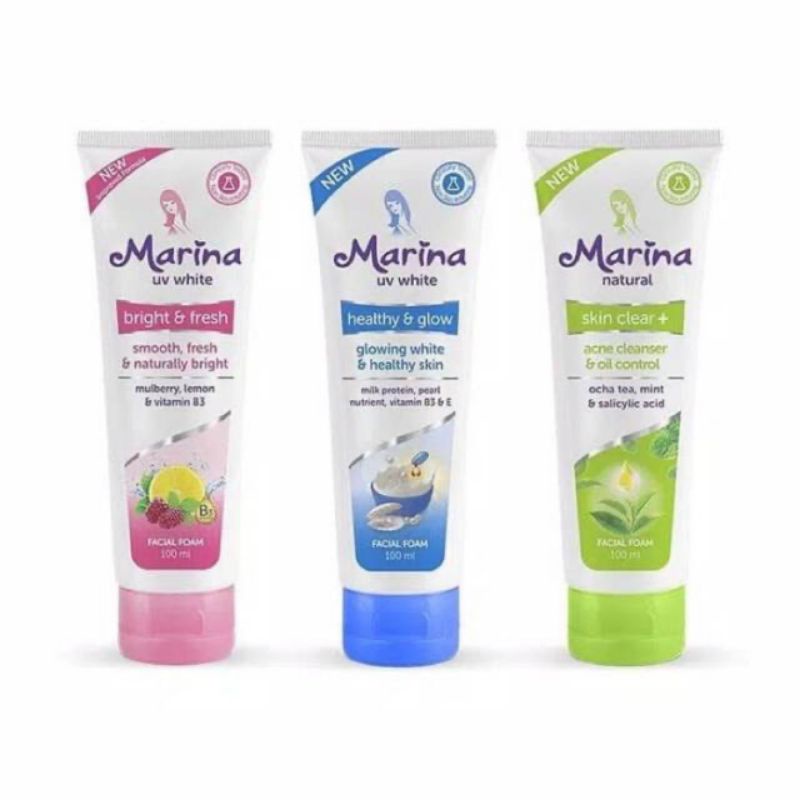 marina facial foam uv white 100 ml pembersih/sabun wajah