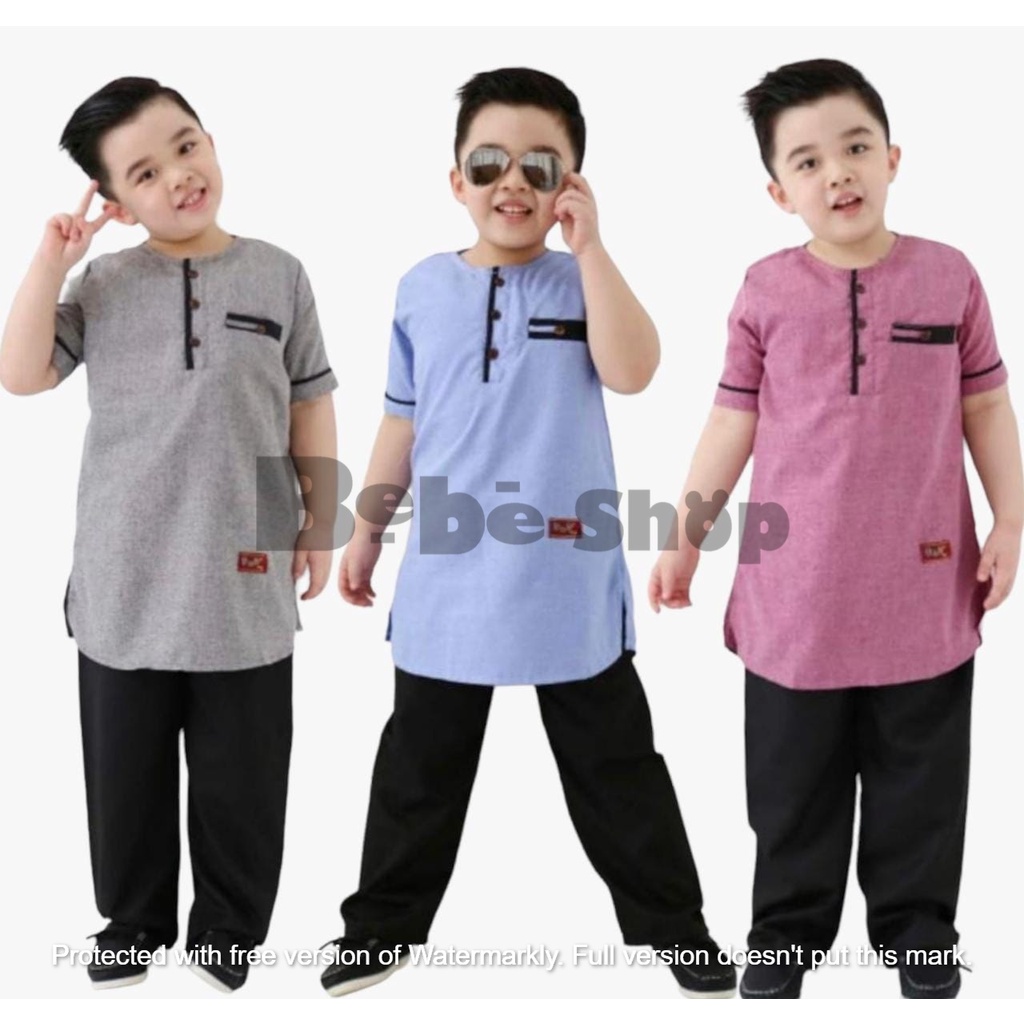 Baju koko anak laki-laki usia 1 sampai 12 tahun baha katun//koko anak//baju muslim anak lakilaki//setelan koko//koko madinah//koko pakistan// baju anak lakilaki