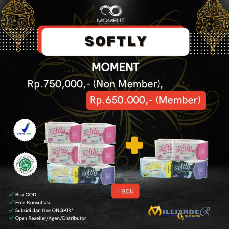 SOFTLY MOMENT PEMBALUT HERBAL ( isi 2 softly day use, 6 softly pantyliner, 2 softly night use )