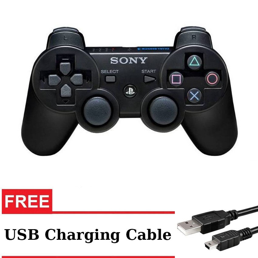 PAKET HEMAT : STIK SONY WIRELESS PS3 / DUALSHOCK WIRELESS CONTROLLER + KABEL USB CHARGING CABLE