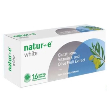 NATUR E WHITE Glutathione Vitamin E BOX Isi 32 - 16 Tablet Vitamin Kulit Pemutih Natur-E Kapsul Lunak