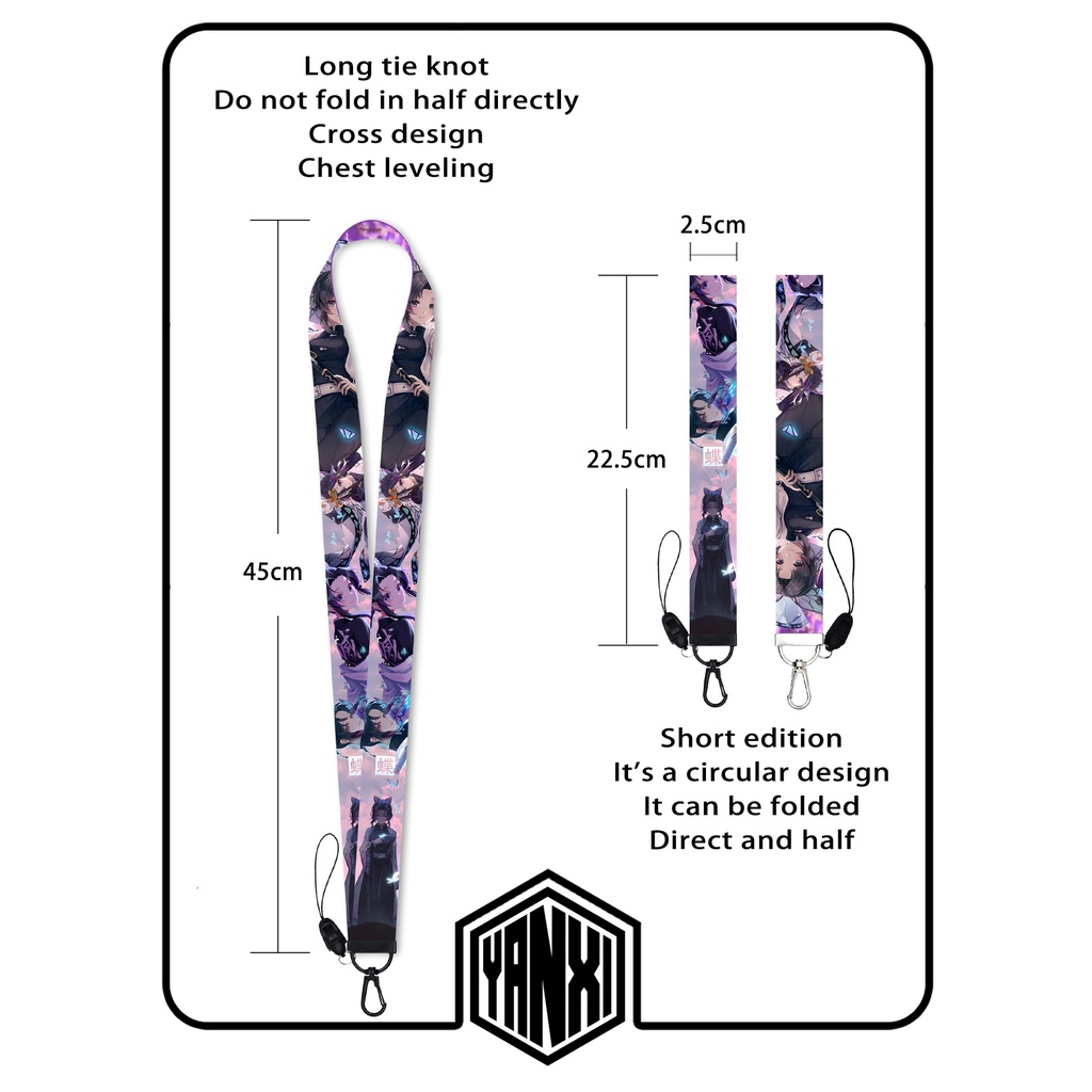 Tali Lanyard Panjang Kombinasi Gantungan Kunci Desain Ghost Killing Blade Butterfly Forbearance Dapat Dilepas Untuk Ponsel