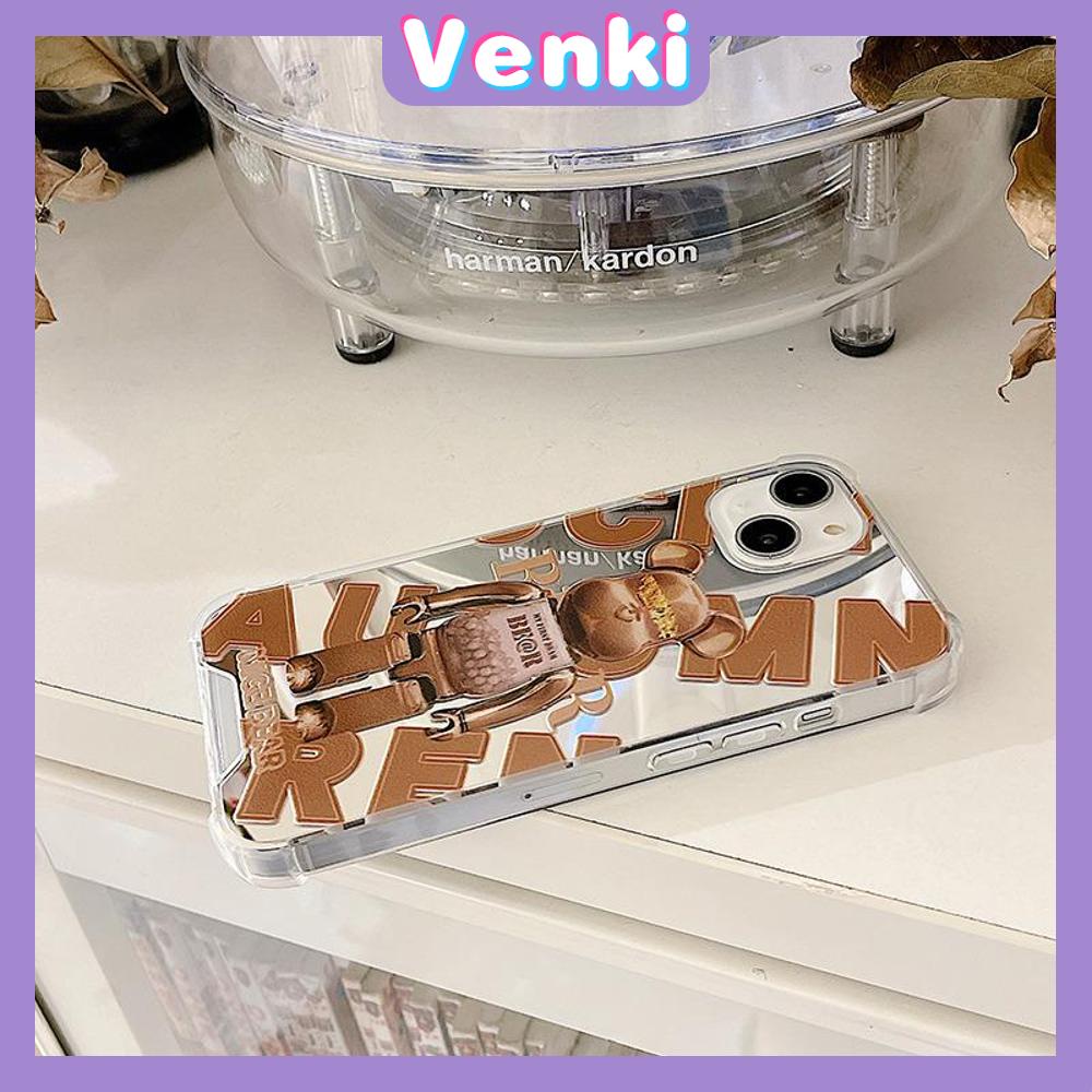 iPhone Case Luxury Acrylic Mirror Airbag Shockproof Protection Camera Brown Bear Compatible For iPhone 11 Pro Max 13 Pro Max 12 Pro Max 7Plus XS Max