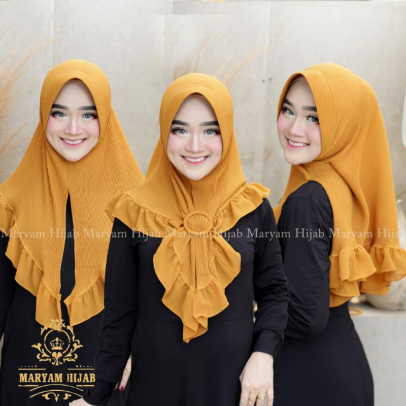 ORIGINAL MARYAM HIJAB Jilbab Plisket Rempel Polos jilbab instan plisket free gesper Azika plisket re