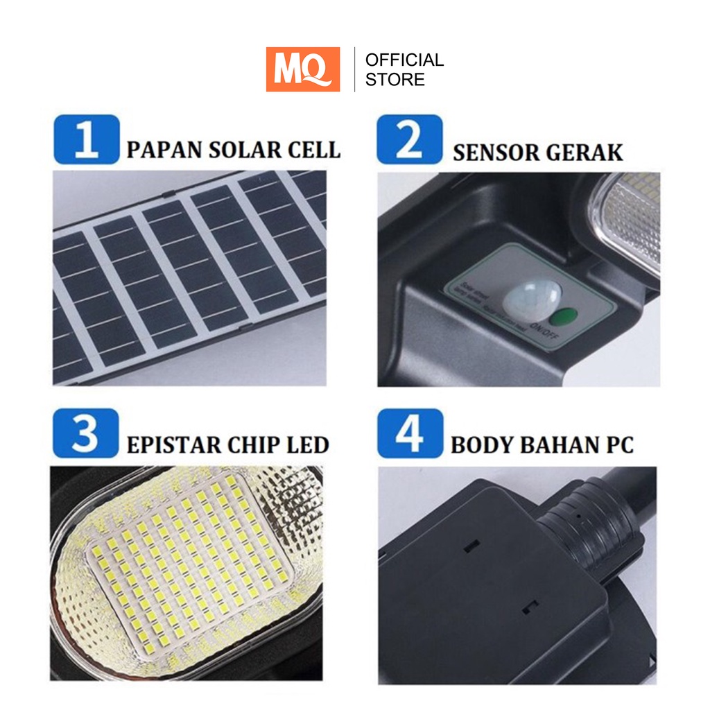 MQ LAMPU JALAN TENAGA MATAHARI  SOLAR CELL 50WATT ALL IN ONE  50WATT Plus PIPA TENAGA SURYA