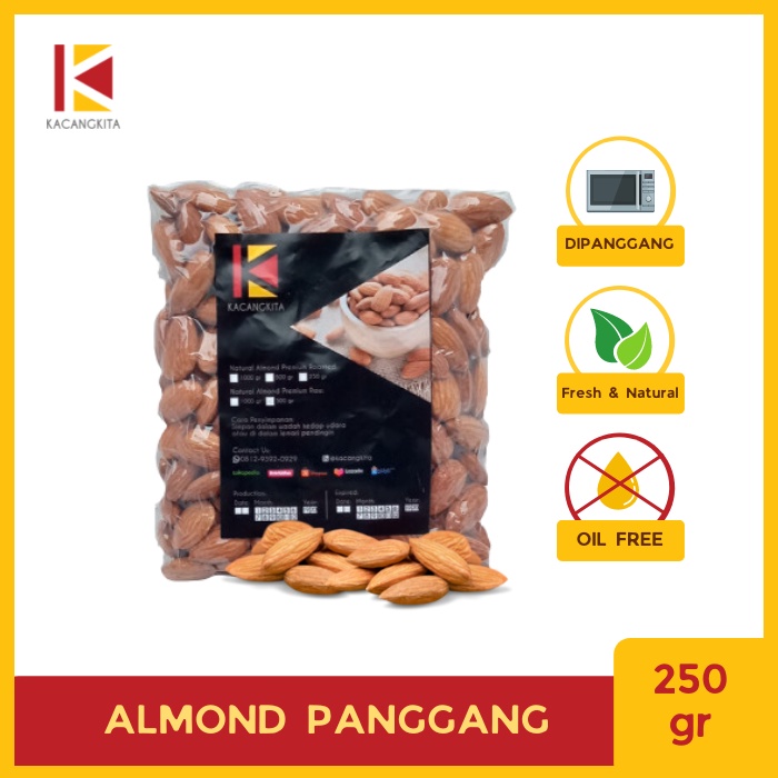 

KACANG ALMOND PANGGANG 250gr kupas PREMIUM rasa original