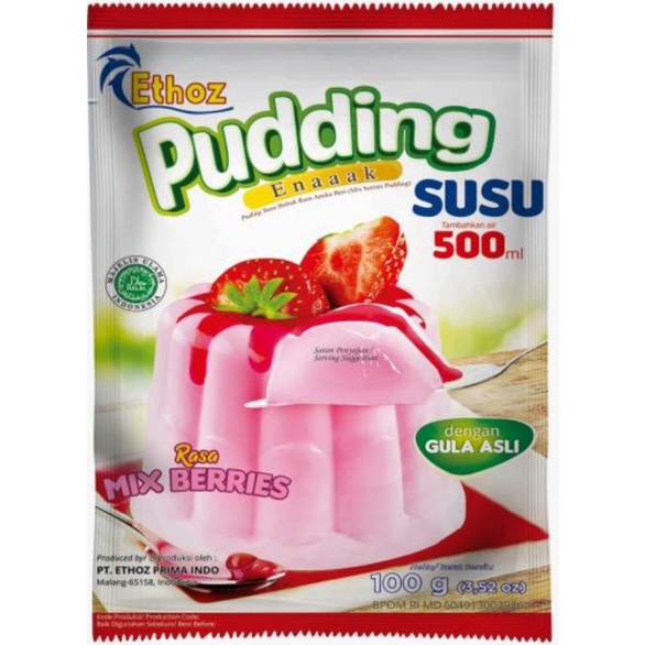 

Pudding ethoz rasa mix berrie, manggo enak mudah membuatnya
