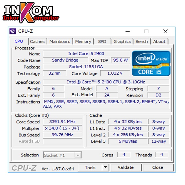 Processor Intel Core i5 2400 / I5 2500 sandy bridge DENGAN Fan intel ori