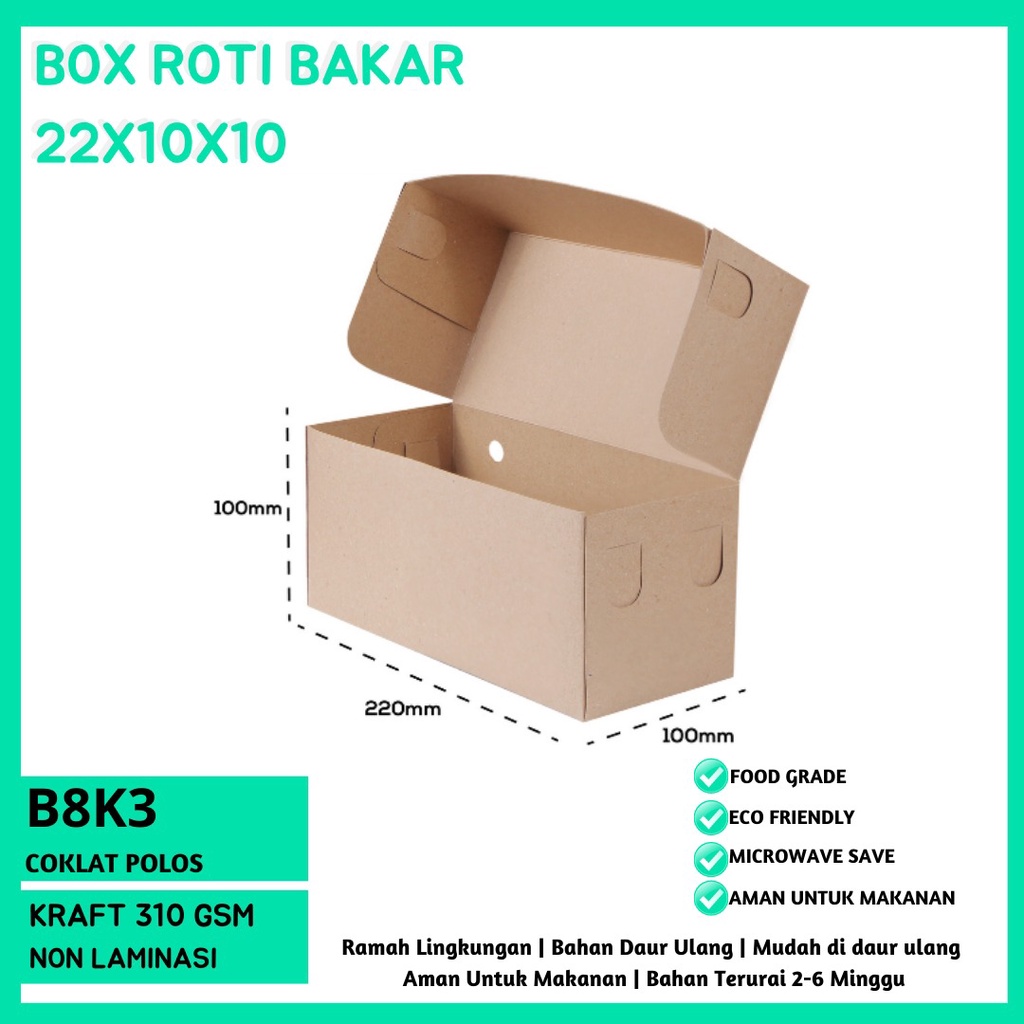 Box Roti Bakar Dus Roti Bakar Dus 22x10 (B8K3-Non Laminasi)