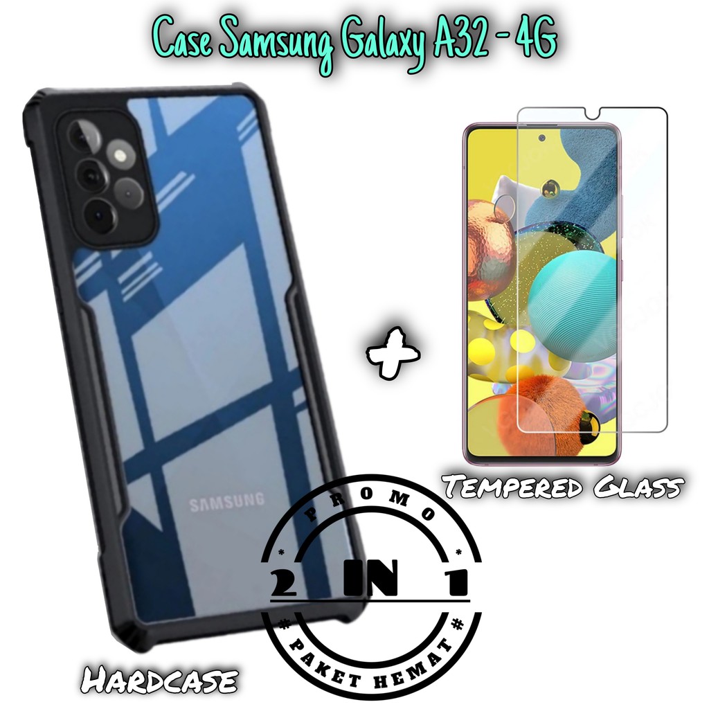 Paket 2in1 Case Samsung Galaxy A32 - Terbaru Paket Tempered Glass Layar Clear Samsung A32 - 4G