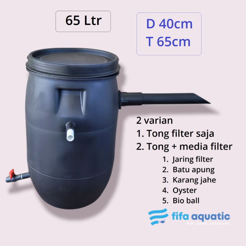 Filter kolam ikan koi Tong 60 liter media penyaringan