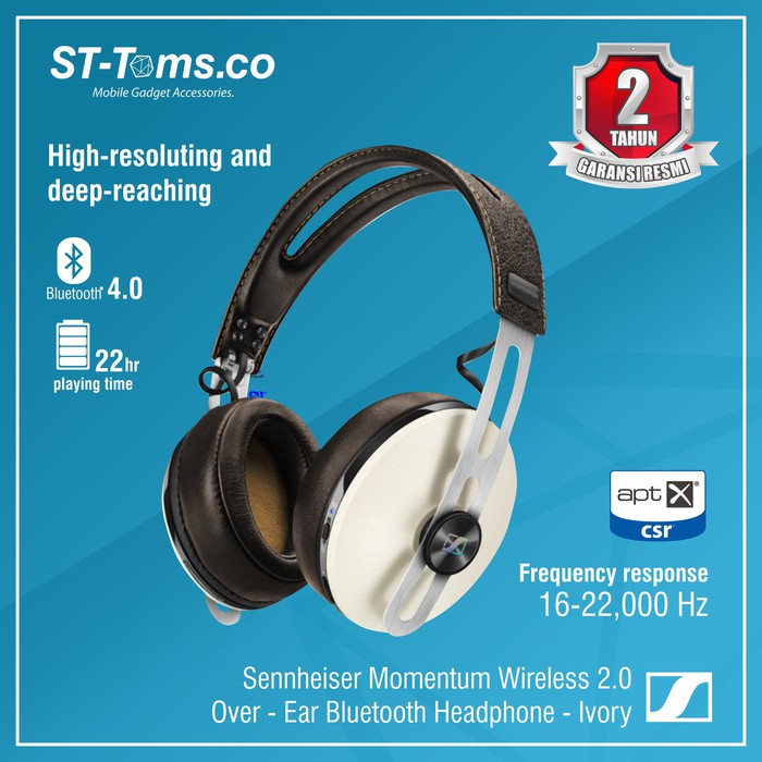 Sennheiser Momentum 2.0 Wireless Over-Ear Headphone Hitam Bluetooth aptX