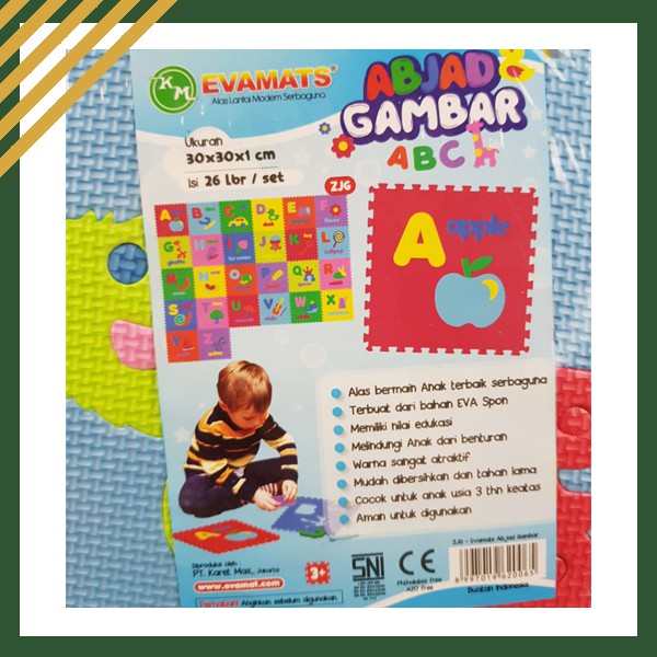 Puzzle Matras EVAMAT ABJAD Gambar Tikar Karpet Evamats Playmat Mainan Anak Bayi Murah