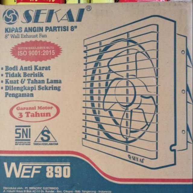 Sekai WEF-890 Wall / Dinding / Exhaust Ventilating Fan 8 Inch / 8&quot; / 20 cm WEF 890 / WEF890 - Putih PROMO