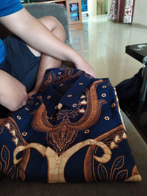 Anjani 005 Ramaiyan Kemeja Batik Pria Eksklusif Lengan Panjang Berfuring Batik Solo Katun Primisima