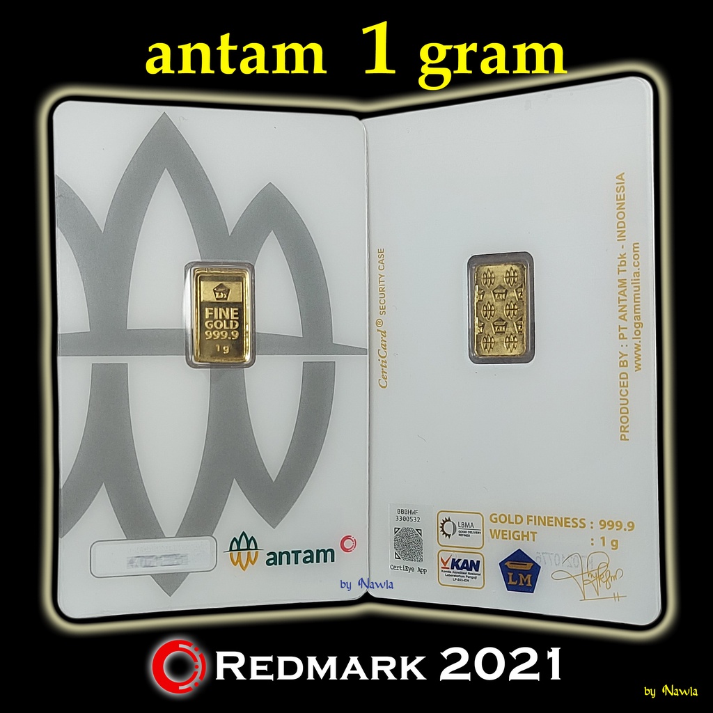 ASLI Antam 1 gram Logam Mulia Emas Murni 24 Karat Certicard Certieye-1 gr CE RM2021