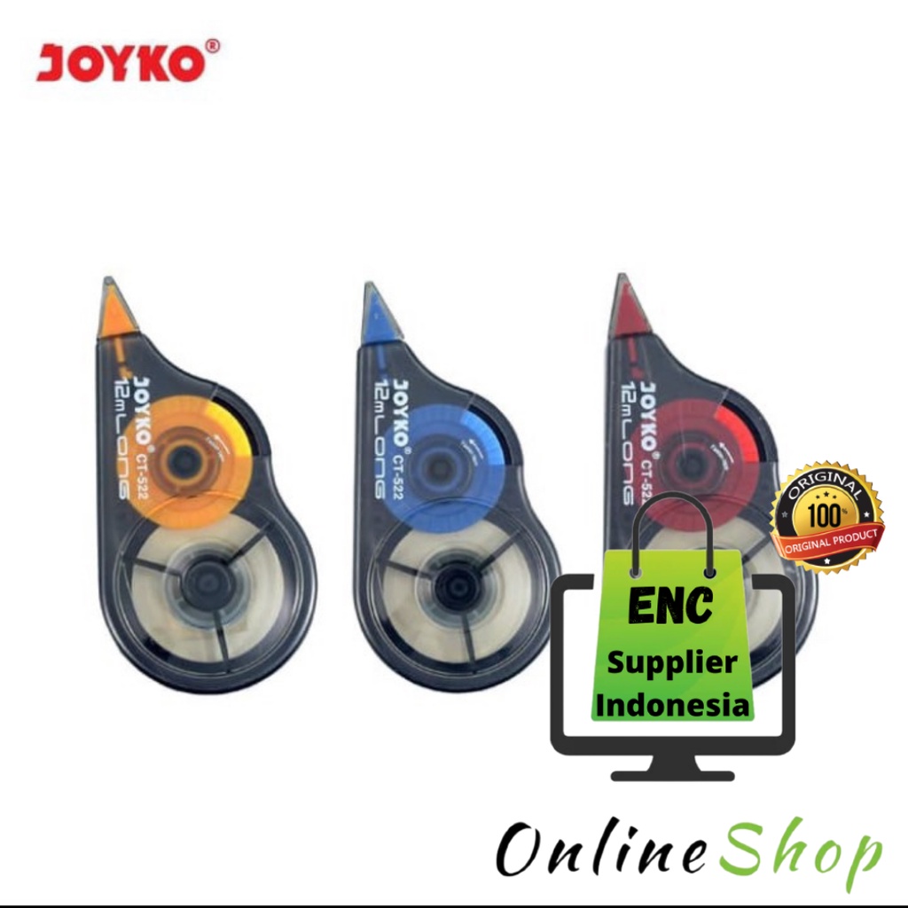 

joyko 1 buah Tip x kertas CT 522 correction tape tipe ex pita ct-522 tip penghapus pen ct522 12 m per pcs - enc.sup