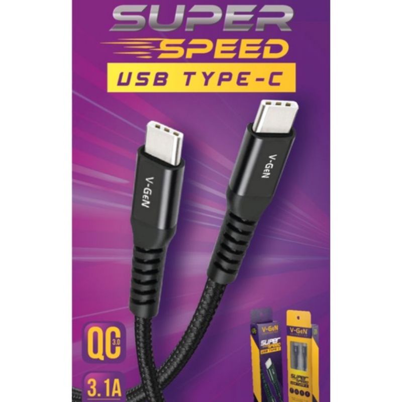 [Vgen.CT20] Kabel Data Type C To C A52/A53/A73/A70/A72/A80/S20/S21/S22/S23 Ultra Super Speed 3.1A By V-Gen