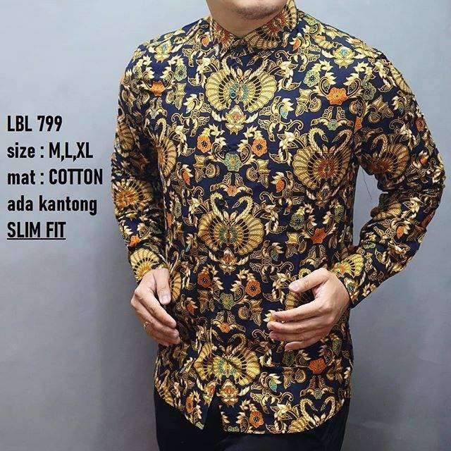 LBL 799 HEM KEMEJA BATIK PRIA SLIM FIT LENGAN PANJANG LUIGI BATANI