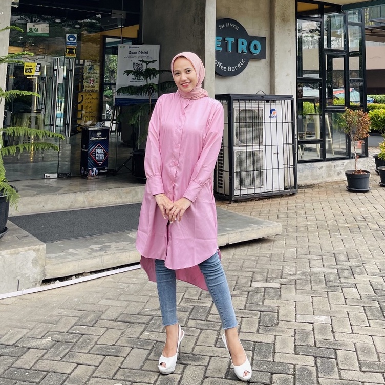 RX FASHION - KEMEJA AILEN KATUN TWISTCONE XXL /TUNIK AYUMI / Hanley long shirt  / Hanley Tunik Atasan Muslim Fashion Wanita Termurah &amp; Terlaris / azkiya tunik premium - NN