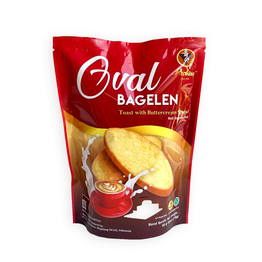 

Probitas Oval Roomboter 90gr(5pcs × 18gr)//Roti Bagelen Oval 90gr