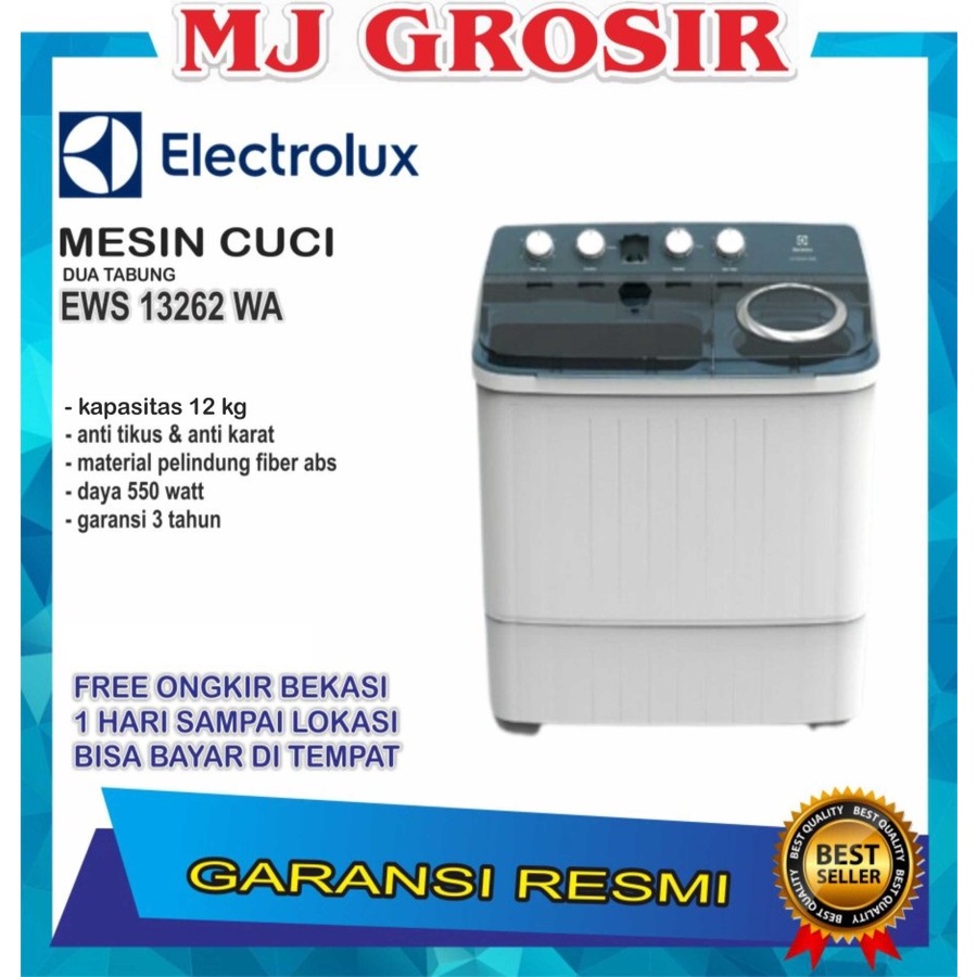 MESIN CUCI ELECTROLUX EWS 13262 WA 12KG EWS13262WA 2 TABUNG GERMAN TEC