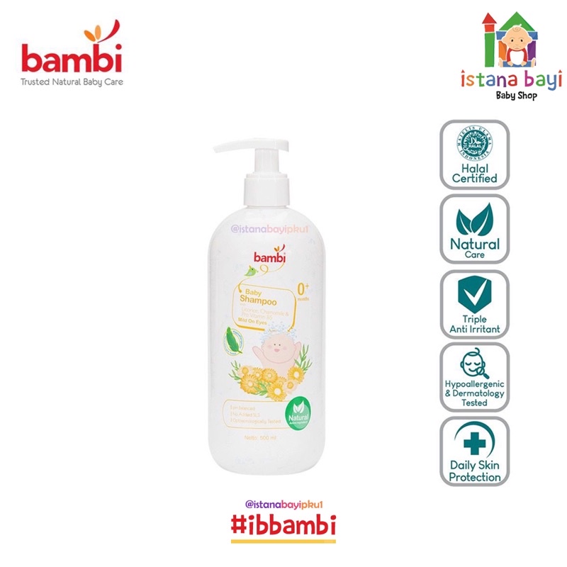 Bambi Baby Shampoo 500ml Pump - Shampoo Bayi