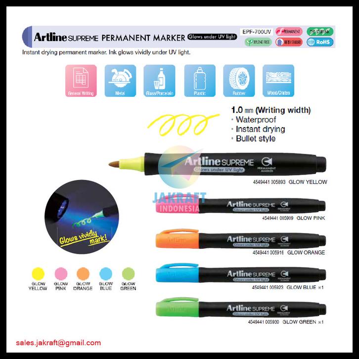

Spidol Permanent Kecil Glow In The Dark Artline Supreme Epf-700Uv