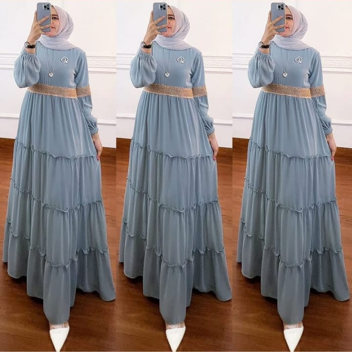 Rara Dress Gamis Pesta Wanita Terbaru Baju Kondangan Muslimah Kekinian Busana Muslim Busui Polos Sya