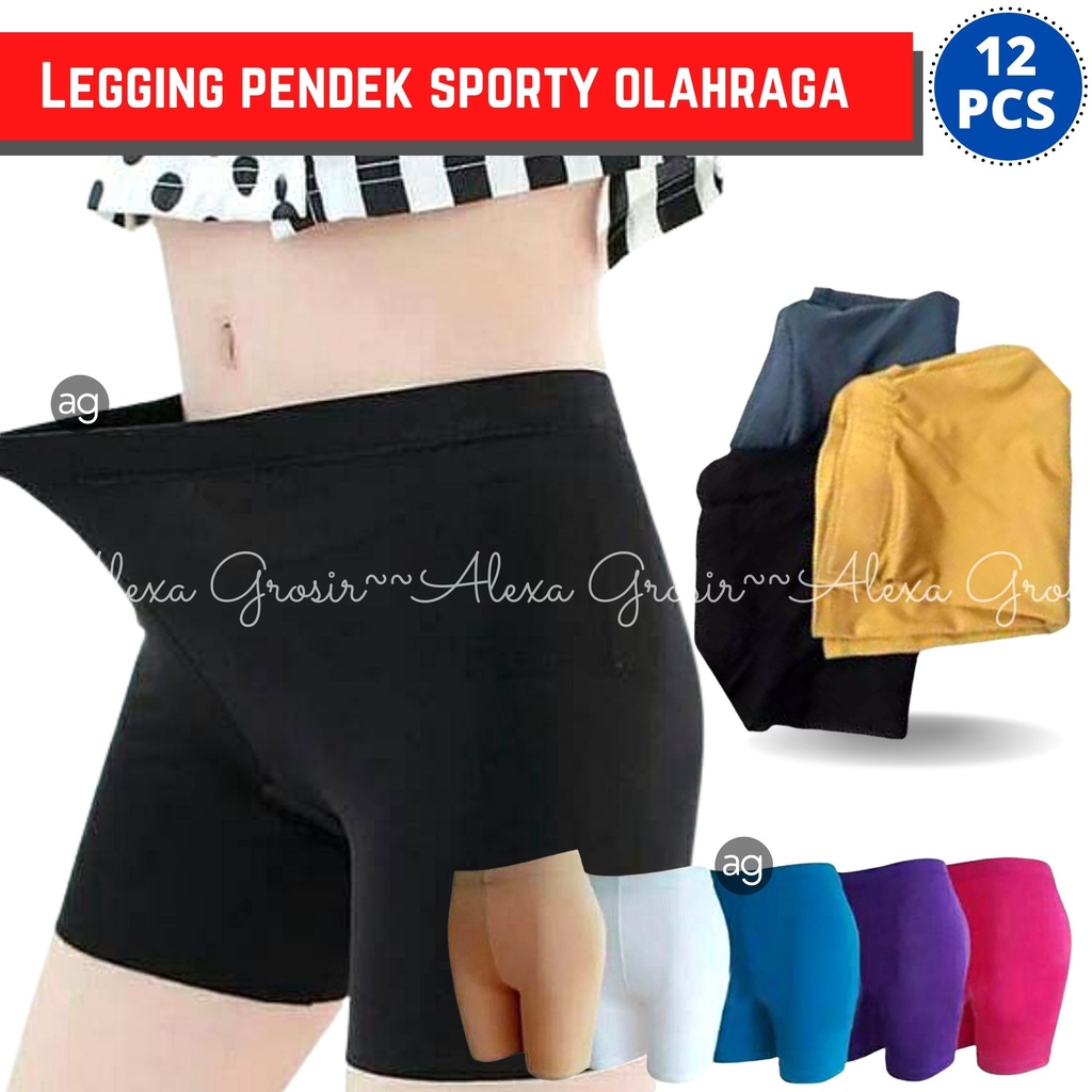 GROSIR 12 PCS Legging pendek Jumbo dan standar / HOTPANTS/celana pendek senam sporty olahraga