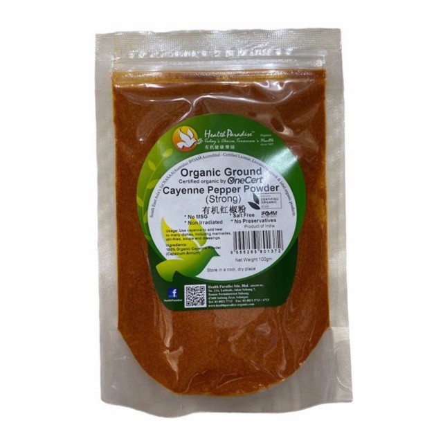 Health Paradise Organic Cayenne Pepper Powder (Strong) 100g