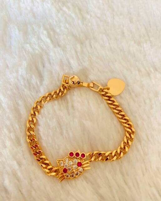 Gelang bangle Anak motif Kepala Kitti gold