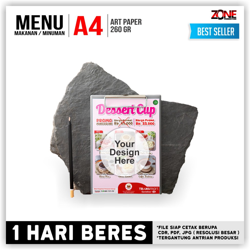 

CETAK DAFTAR MENU A4 / MENU MAKANAN MINUMAN / ART PAPER 260gr