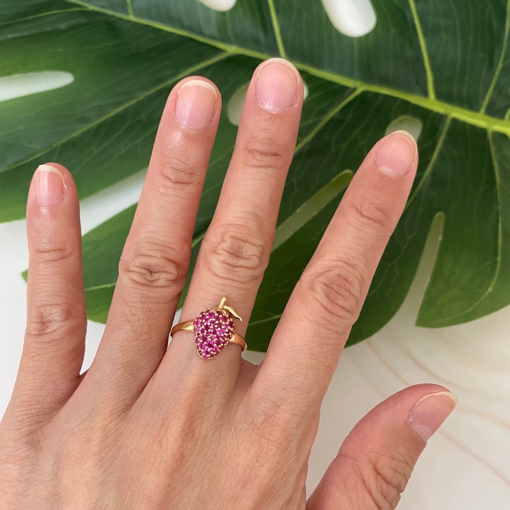 Cincin Emas 16K Kadar 700 70% Fashion Strawberry 2.24 Gram Size 14