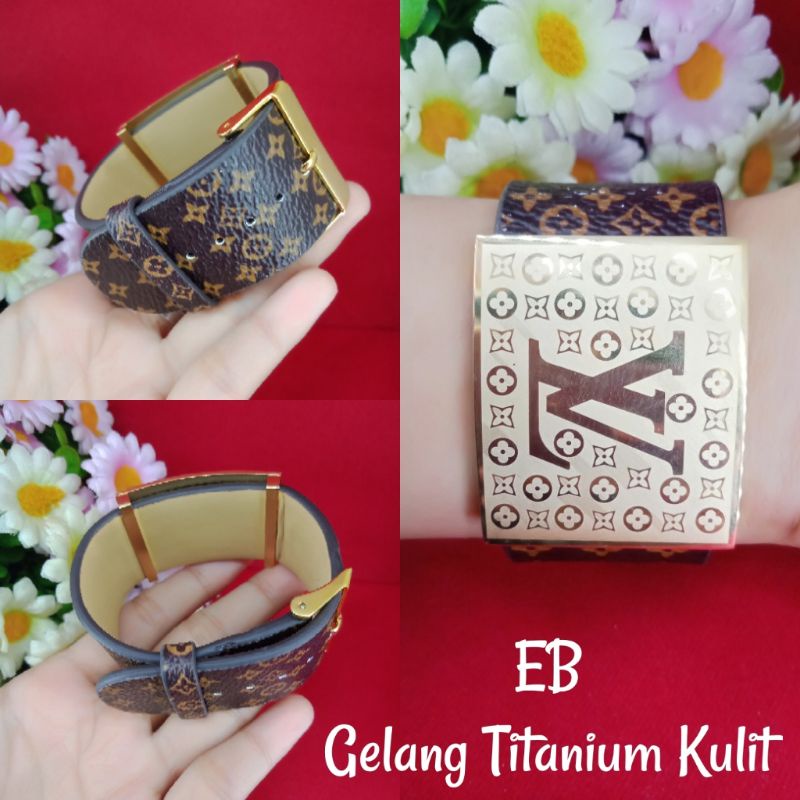Gelang Tangan Jam Kulit LV Titanium