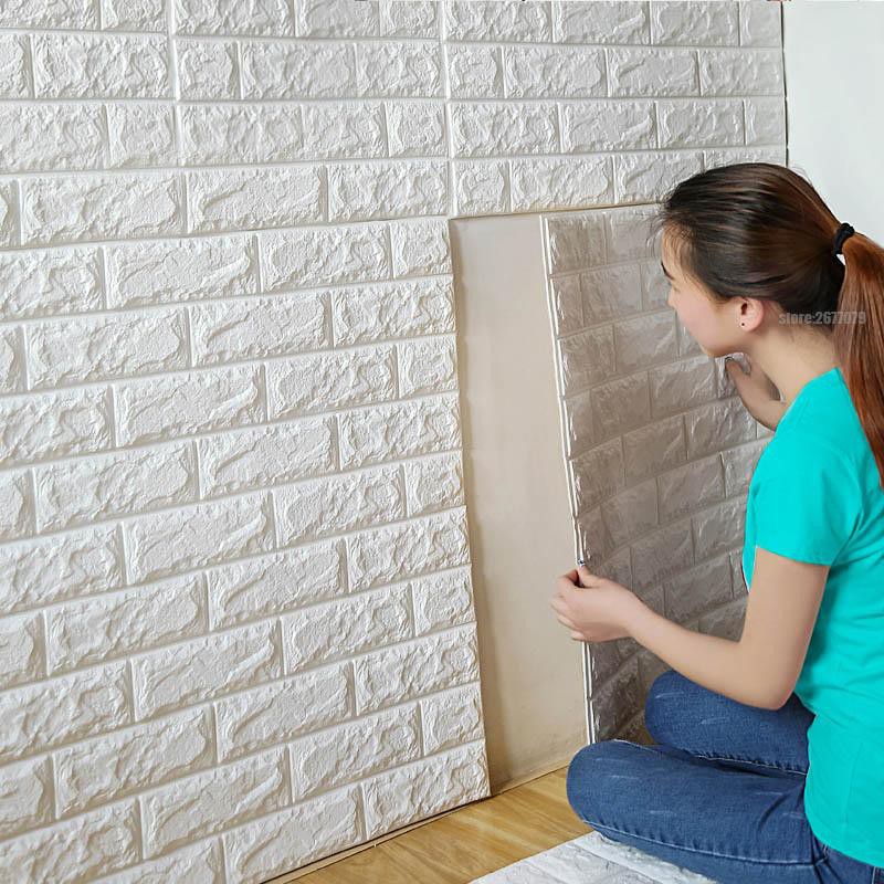 [ TEBAL 3 MM ] WALLFOAM Brick 3 dimensi Timbul / WALPAPER FOAM BATA PUTIH uk: 70x77 cm