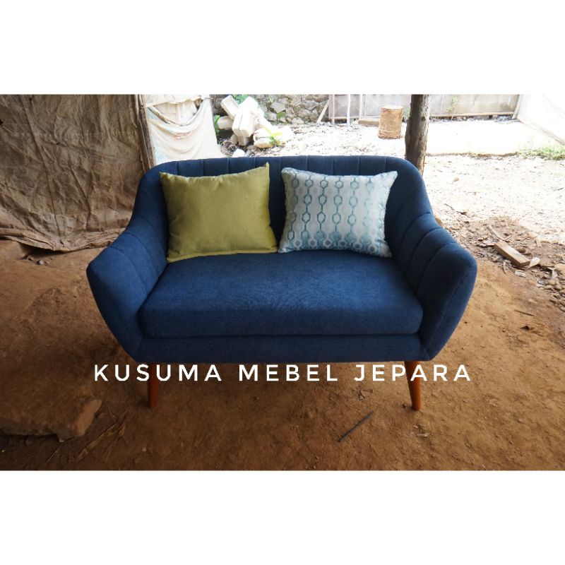 Kursi Sofa Santai Cafe Retro Shabby Kayu Jati 2 Seater - Kode 171B