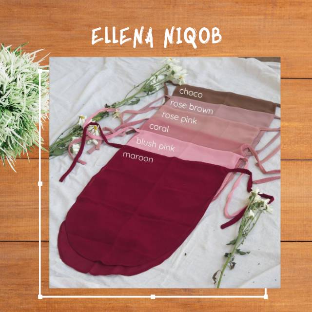 TERMURAH!!! (BISA COD) - ELLENA NIQOB - CADAR HIJAB TALI- BAHAN CERUTY BABYDOLL - BEST SELLER !!!