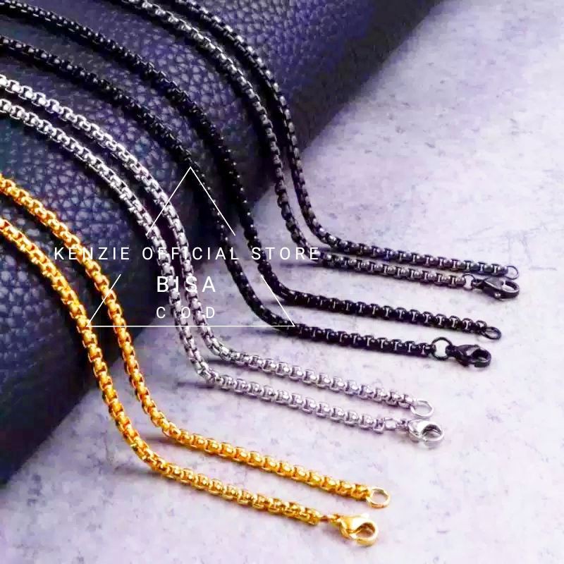 KALUNG TITANIUM TRENDY CASUAL HOLO WARNA HITAM EMAS SILVER