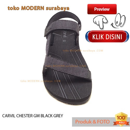 CARVIL CHESTER GM BLACK GREY sandal pria casual sandal gunung slide