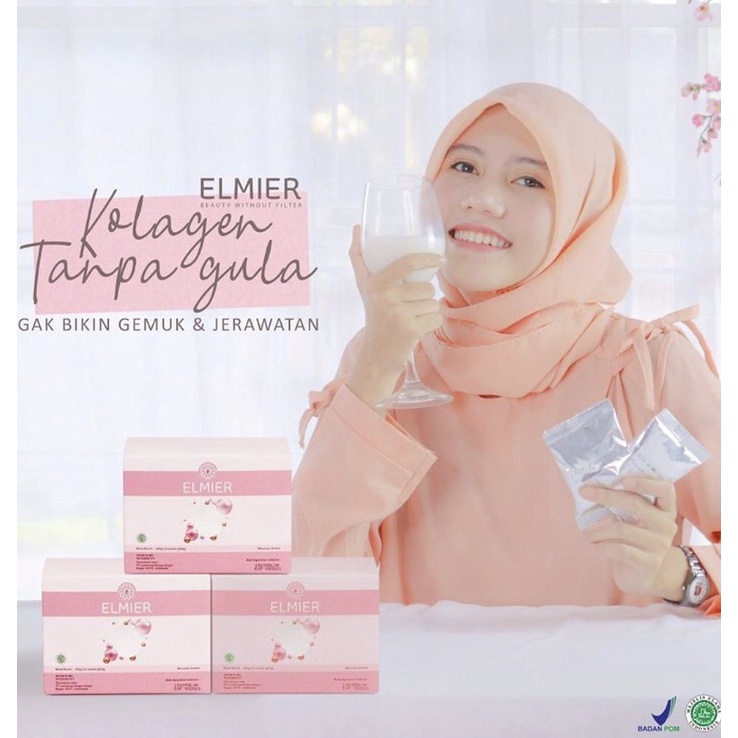 Susu Collagen Drink Pemutih Badan Kulit Elmier Colagen Minuman Kolagen Perawatan Kecantikan BPOM dan