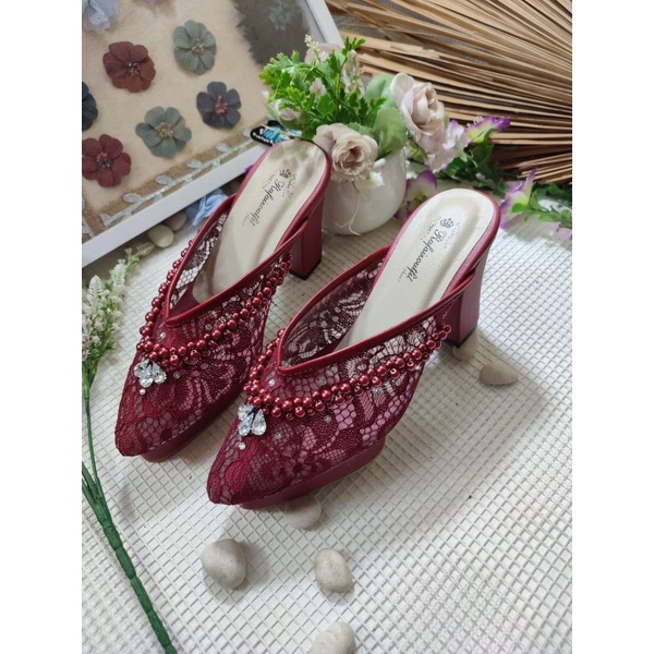 sepatu v mozza merah maroon tinggi 9cm tahu