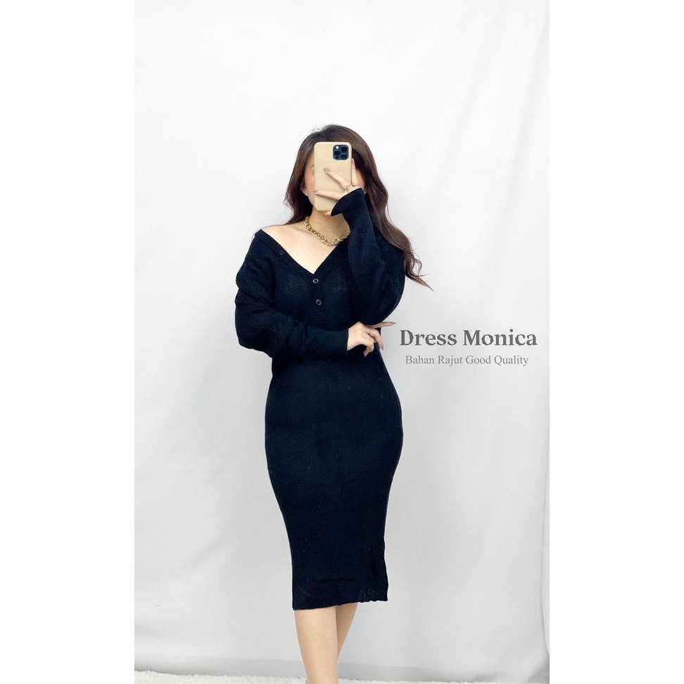 HOPYLOVY - Dress Bodycon Wanita bahan Rajut Monica