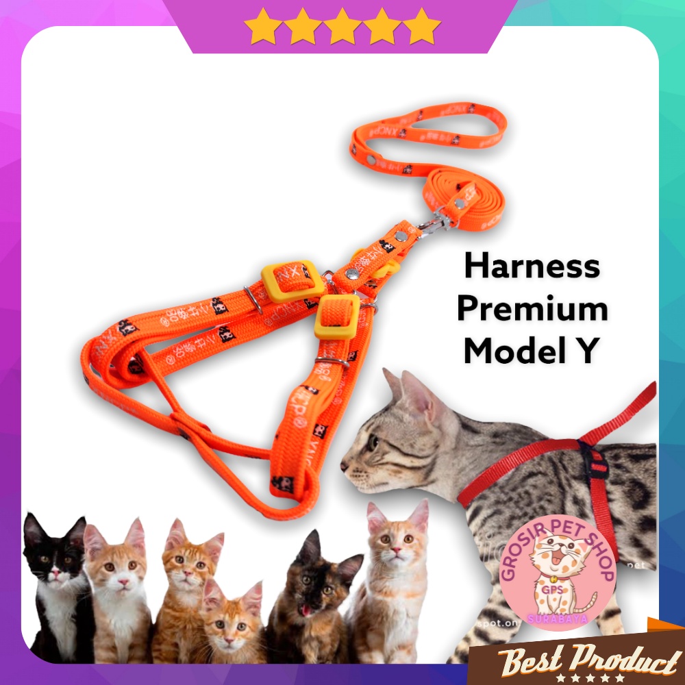 Tali harnes kucing / harness kucing model Y premium